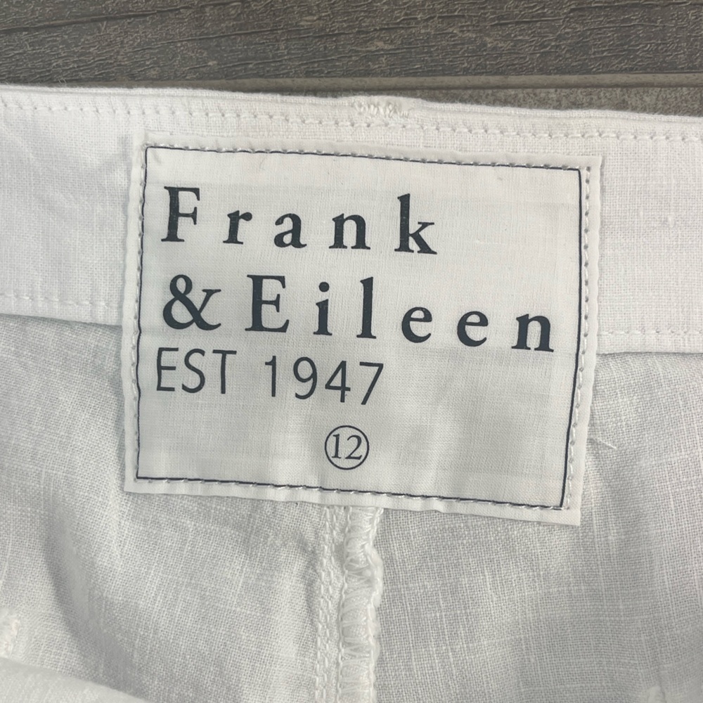 Frank and Eileen White Kinsale Cropped Pants w/ Raw Hem Cotton and Flax Blend - Picture 11 of 14